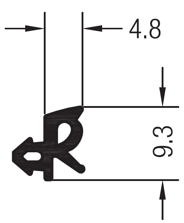 Verglasungsdichtung 65 (Breite 4.8 mm, Höhe 9.3 mm)